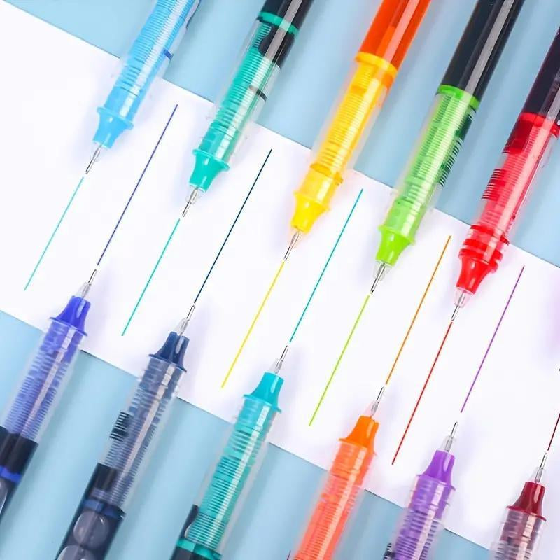 13 Colors Rainbow Straight Liquid Ballpoint Pens (13Pcs/Set), Writing Pen for Students, Office, Colored Ballpoint Pen, School Supplies, Summer Gift