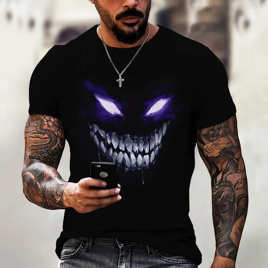 Devil Graphics T-Shirt Casual Men'S Short Sleeved Tees Summer Mens Clothing Loose T-Shirt for Male Oversized Tops Streetwear 4Xl