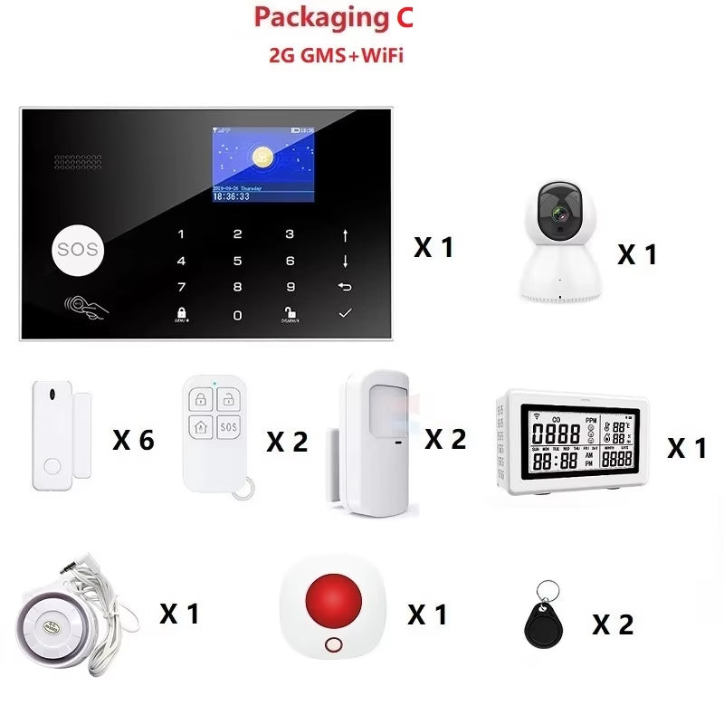 GSM Wifi Security Alarm System Kit for Tuya Smart Security Home Alarm with 433 Mhz Wireless Fireproof anti Theft Alarms