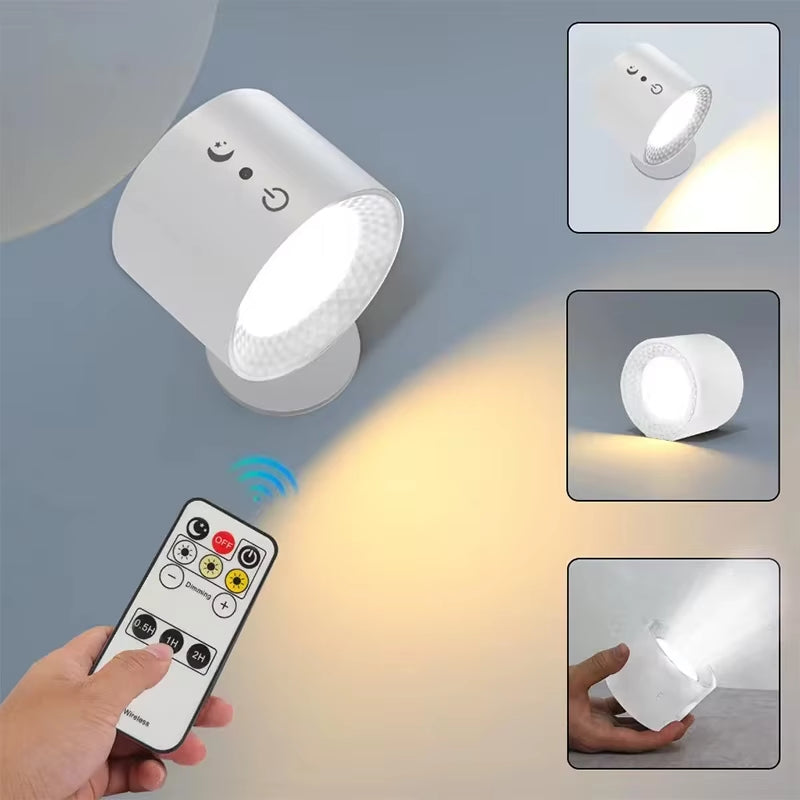 Led Double Head Wall Lamp Touch Control Remote 360 Rotatable USB Recharge Wireless Portable Night Light for Bedroom Reading Lamp