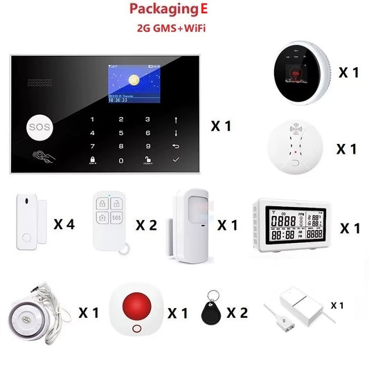 GSM Wifi Security Alarm System Kit for Tuya Smart Security Home Alarm with 433 Mhz Wireless Fireproof anti Theft Alarms