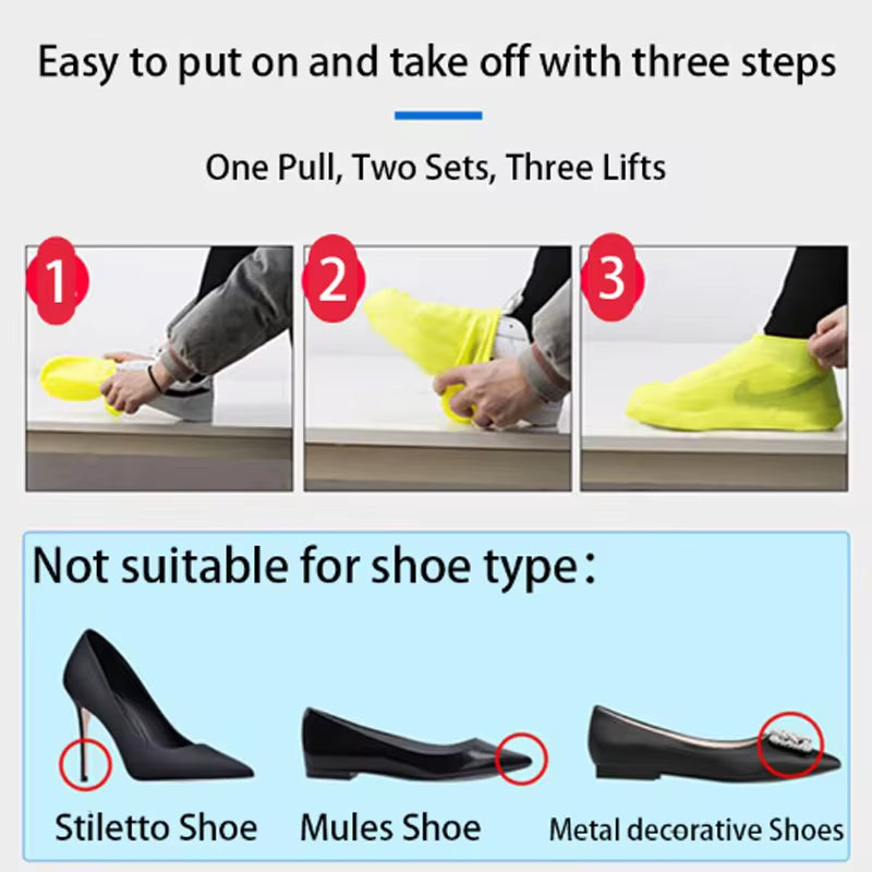 Reusable Waterproof Silicone Rain Shoe Covers for Outdoor Use - 1 Pair