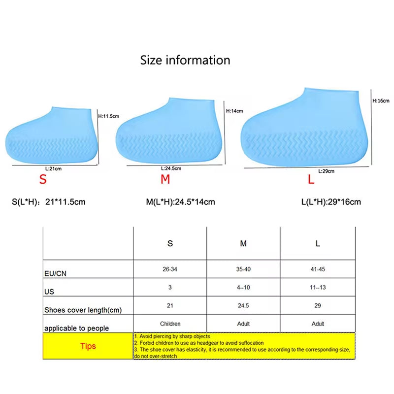 Reusable Waterproof Silicone Rain Shoe Covers for Outdoor Use - 1 Pair