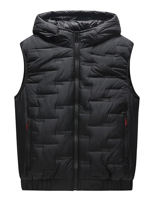 Men'S Solid Zip up Padded Gilet, Loose Pocket Hooded Vest Puffer Jacket, Thick Warm Sleeveless Coat for Fall & Winter, Please Order a Smaller Size