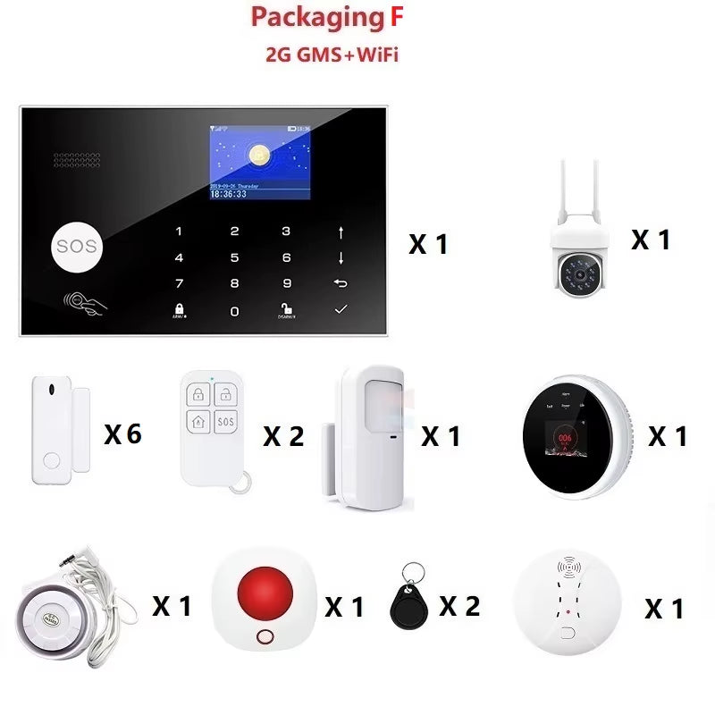 GSM Wifi Security Alarm System Kit for Tuya Smart Security Home Alarm with 433 Mhz Wireless Fireproof anti Theft Alarms