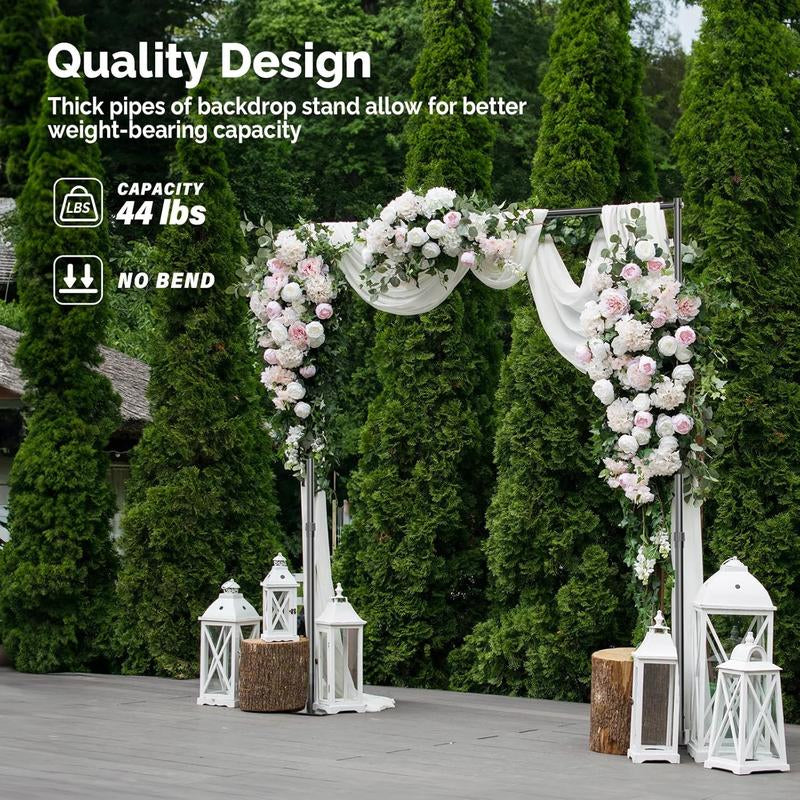 Backdrop Stand, 8X10 Ft Adjustable Photo Backdrop Stand Kit, Heavy Duty Backdrop Stand with Steel Base for Photography, Photo Video Studio, Birthday Parties, Wedding