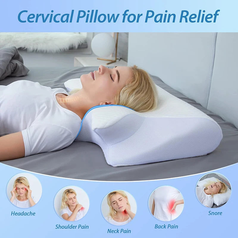 Memory Foam Cervical Pillow - 2-in-1 Ergonomic Contour Orthopedic Support for Neck Pain Relief