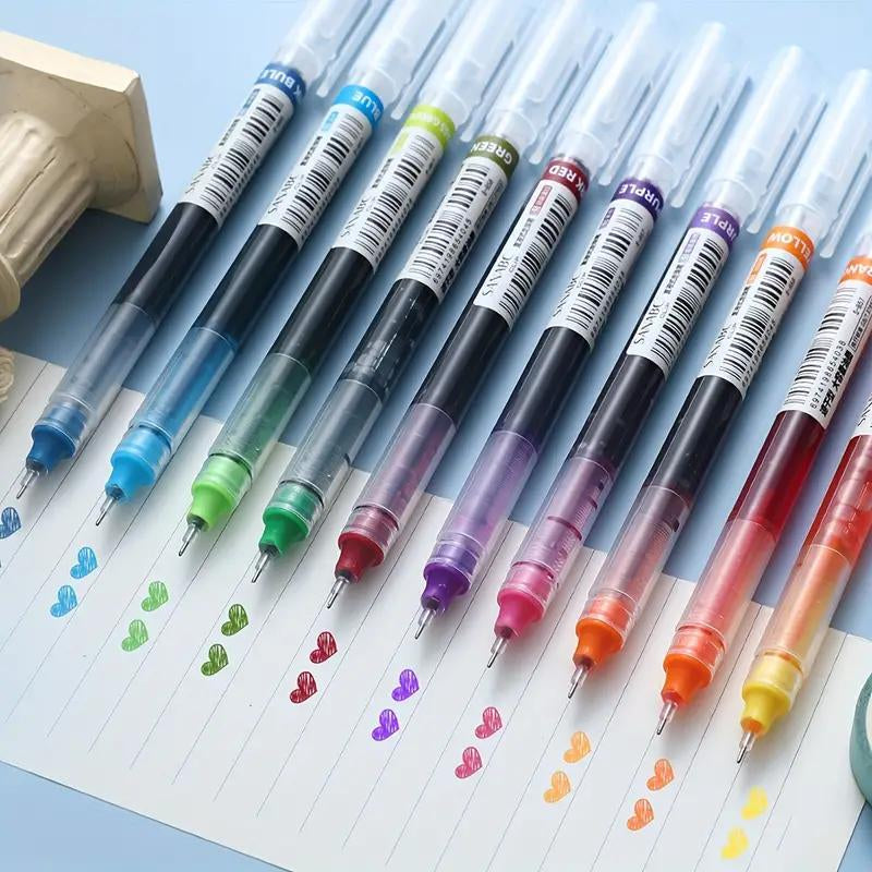 13 Colors Rainbow Straight Liquid Ballpoint Pens (13Pcs/Set), Writing Pen for Students, Office, Colored Ballpoint Pen, School Supplies, Summer Gift