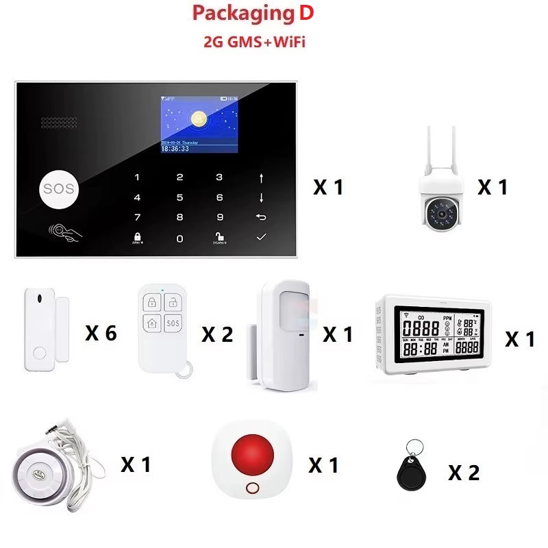 GSM Wifi Security Alarm System Kit for Tuya Smart Security Home Alarm with 433 Mhz Wireless Fireproof anti Theft Alarms