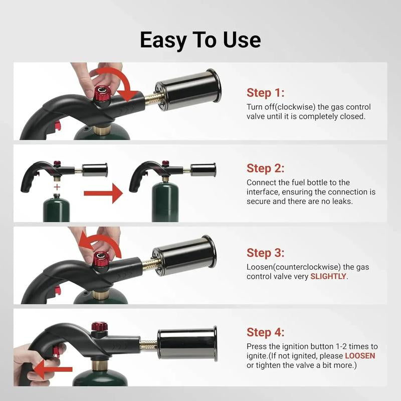 Flamethrower, Powerful Grill & Cooking Propane Torch, Multipurpose Lighters, G518 Standard Interface, Adjustable Wood Torch Burner for Searing Steak, BBQ, Welding, Versatile Kitchen Cooking & Outdoor Use (No Propane Tank Included)