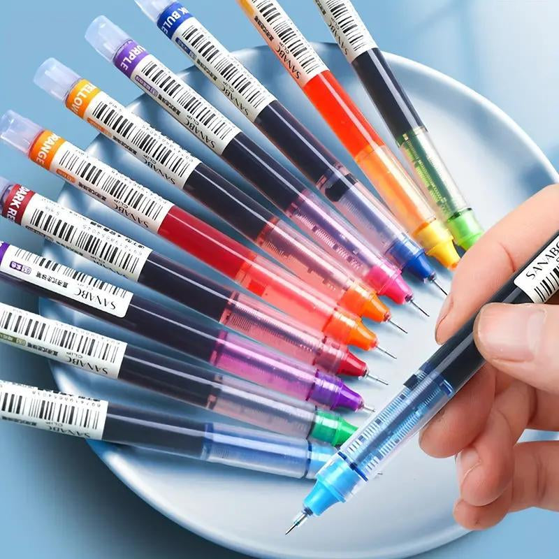 13 Colors Rainbow Straight Liquid Ballpoint Pens (13Pcs/Set), Writing Pen for Students, Office, Colored Ballpoint Pen, School Supplies, Summer Gift