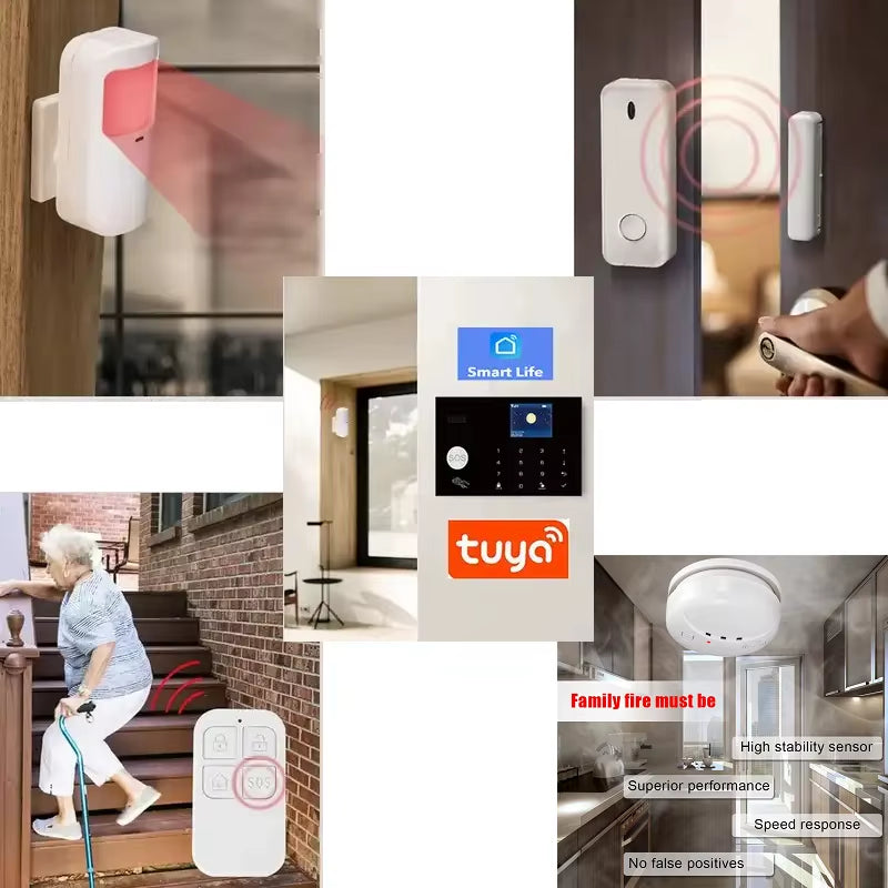 GSM Wifi Security Alarm System Kit for Tuya Smart Security Home Alarm with 433 Mhz Wireless Fireproof anti Theft Alarms