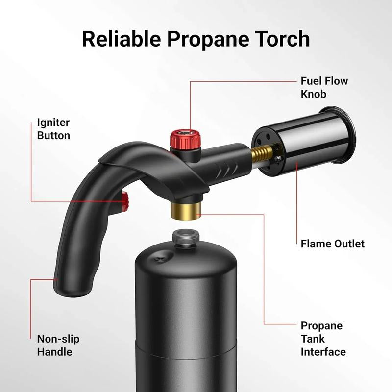Flamethrower, Powerful Grill & Cooking Propane Torch, Multipurpose Lighters, G518 Standard Interface, Adjustable Wood Torch Burner for Searing Steak, BBQ, Welding, Versatile Kitchen Cooking & Outdoor Use (No Propane Tank Included)