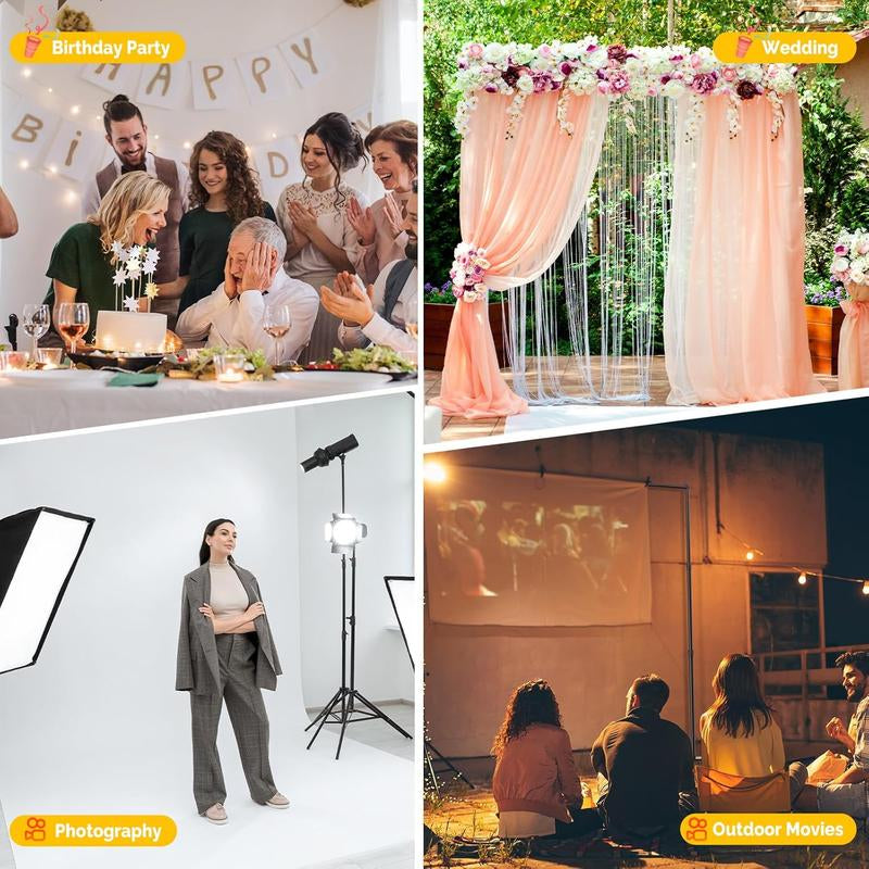 Backdrop Stand, 8X10 Ft Adjustable Photo Backdrop Stand Kit, Heavy Duty Backdrop Stand with Steel Base for Photography, Photo Video Studio, Birthday Parties, Wedding