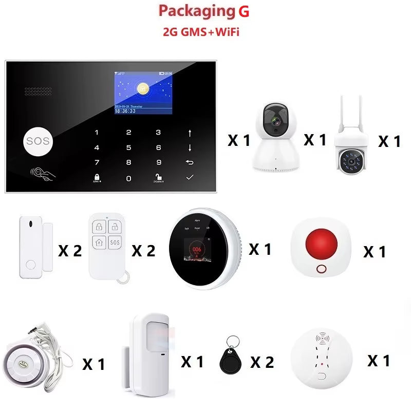 GSM Wifi Security Alarm System Kit for Tuya Smart Security Home Alarm with 433 Mhz Wireless Fireproof anti Theft Alarms