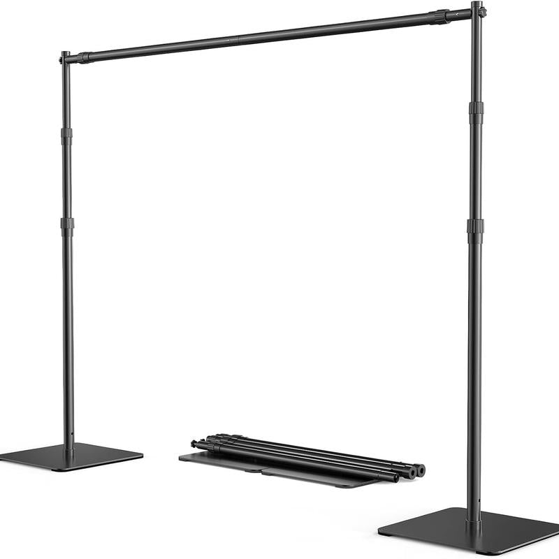 Backdrop Stand, 8X10 Ft Adjustable Photo Backdrop Stand Kit, Heavy Duty Backdrop Stand with Steel Base for Photography, Photo Video Studio, Birthday Parties, Wedding